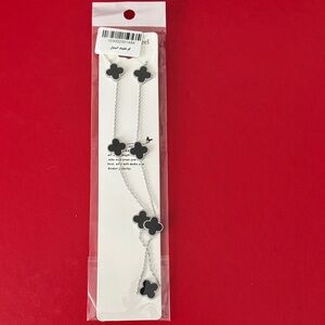 Elegant Black and Silver Clover Necklace